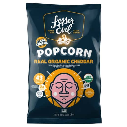 Lesser Evil Popcorn Real Organic Cheddar