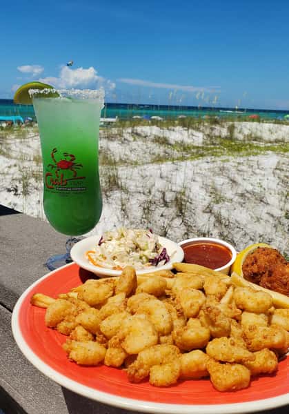 Fried Bay Shrimp and Cocktail