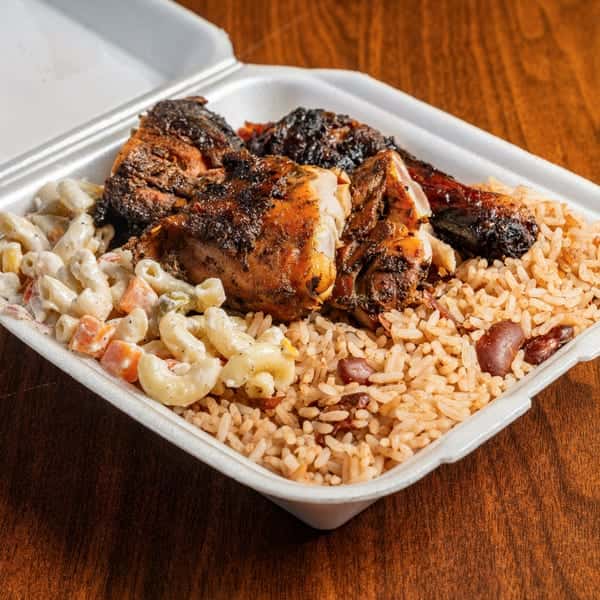 meat, macaroni, rice