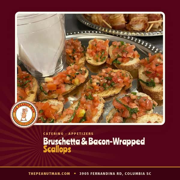 Bruschetta & bacon-wrapped scallops