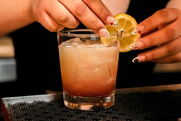 adding garnish