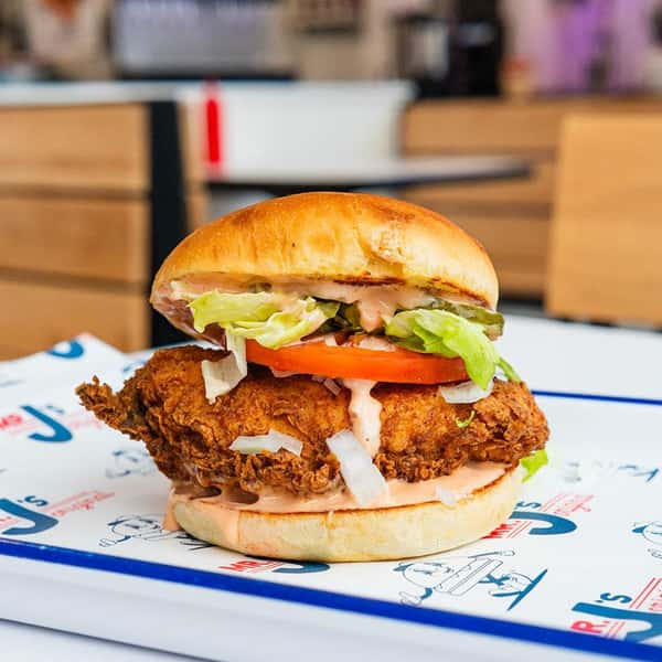 Fried Chicken Sandwich (lettuce, tomato, onion, burger sauce)