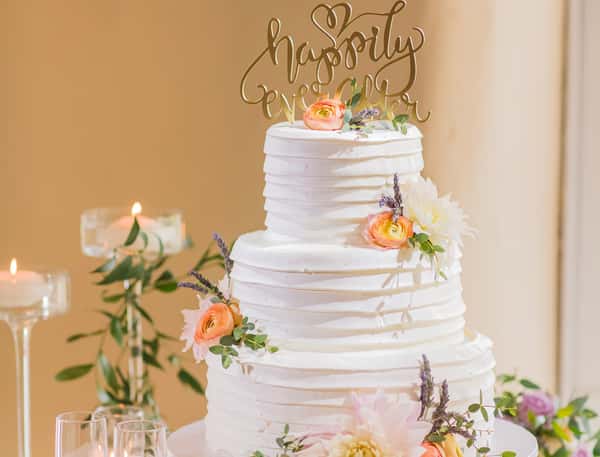 Horizontal Frosting Overlay with Floral Topper and Clusters