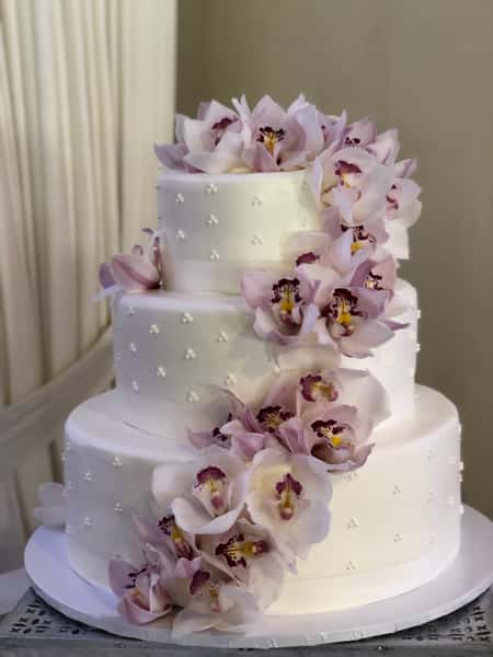 Smooth with Swiss Dots and Cymbidium Orchid Cascade