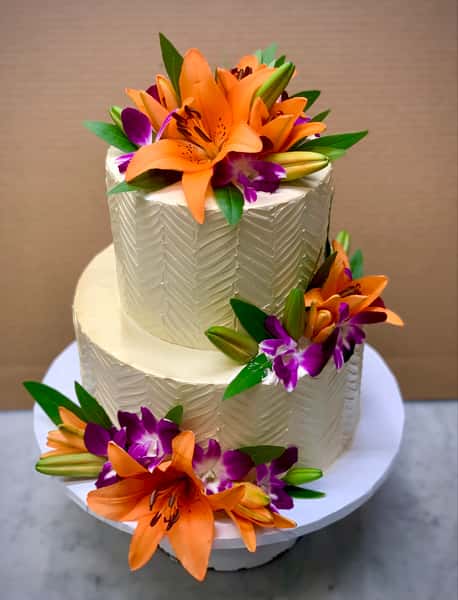 Chevron Texture with Tropical Florals