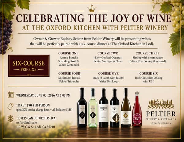 Peltier Winery Winemaker Dinner at The Oxford Kitchen & Gastropub in Lodi California