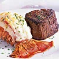 surf and turf (lobster tail and sirloin steak)