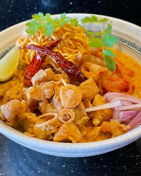 Chicken Karaage Coconut Curry Ramen (Khao-Soi)