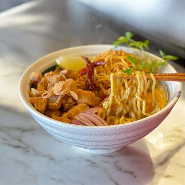 Chicken Karaage Coconut Curry Ramen (Khao Soi)