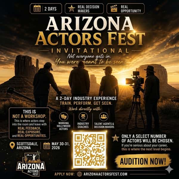 The Arizona Actors Fest Invitational is officially coming to Scottsdale, and this is your moment to step into the room! 🌵☀️ This is NOT a workshop—this is a 2-day industry experience designed for actors who are serious about taking their craft to the next level. 🚀
What’s waiting for you:
🎬 Train. Perform. Get Seen. Work directly with working Hollywood actors, industry coaches, and talent agents.
🗣️ Real Value: Walk away with real feedback, real exposure, and real opportunities.
👥 Exclusive Access: Rub shoulders with the real decision-makers in the industry.
📍 @pourdecisionsscottsdale
📅 Today May 31st
⚠️ Only a select number of actors will be chosen, and spots are extremely limited. If you’re ready for the next level, don’t wait.
🔗 AUDITION NOW: Scan the QR code in image.png or head to ArizonaActorsFest.com to apply today!
#scottsdaleeats #scottsdale #pourdecisionsscottsdale