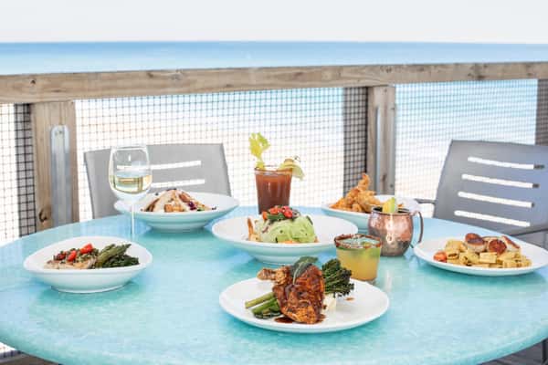 Various menu items on a table