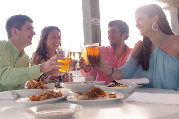 Friends dining together