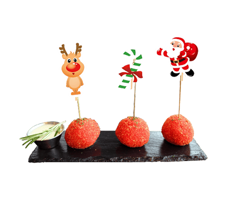 RUDOLPH THE RED NOSE REINDER MAC AND CHEESE POPS