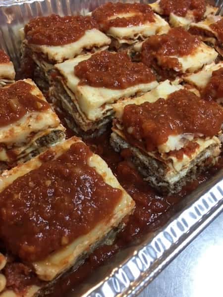 Lasagna in a container
