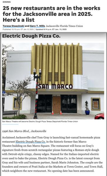 Historic San Marco Theatre building, soon to be Electric Dough Pizza Co. restaurant