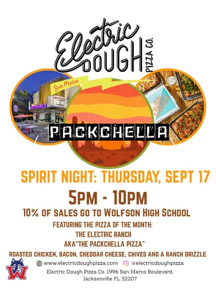 Gaphic promoting Wolfson High School Spirit Night on September 17