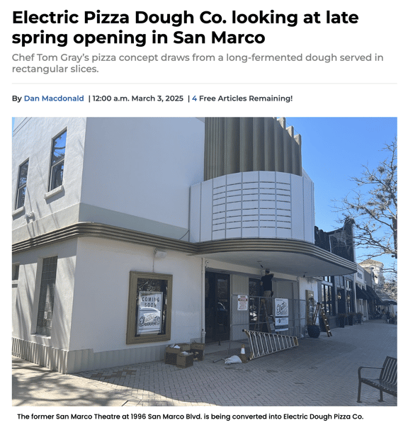 The future Electric Dough Pizza Co. restaurant in Jacksonville, FL
