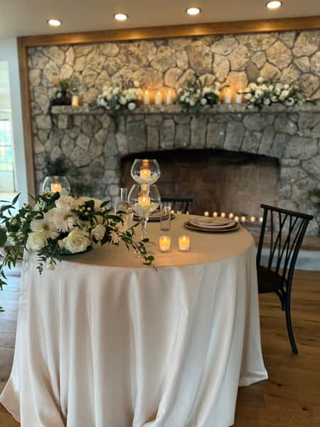 Sweetheart Table & Fireplace