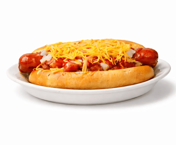 hot dog with toppings