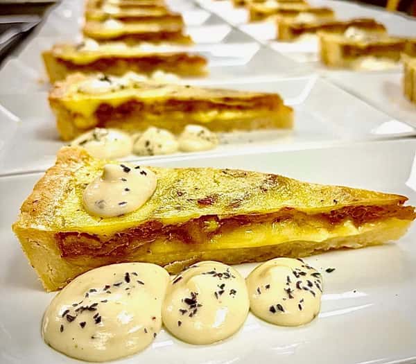 Catered desserts lined up on a table