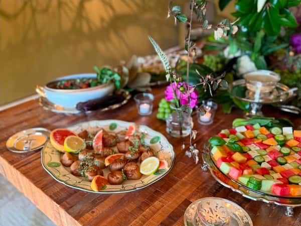 Plates of food on a table