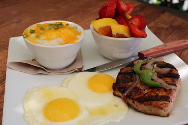 Breakfast Pork Ribeye & Eggs.