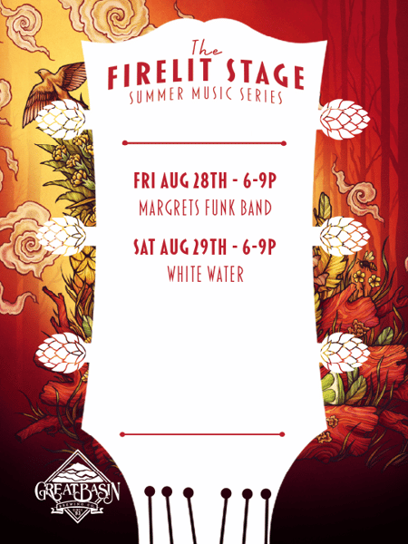 Margrets Funk Band Friday, August 28 from 6-9pm. White Water Saturday, August 29 from 6-9pm