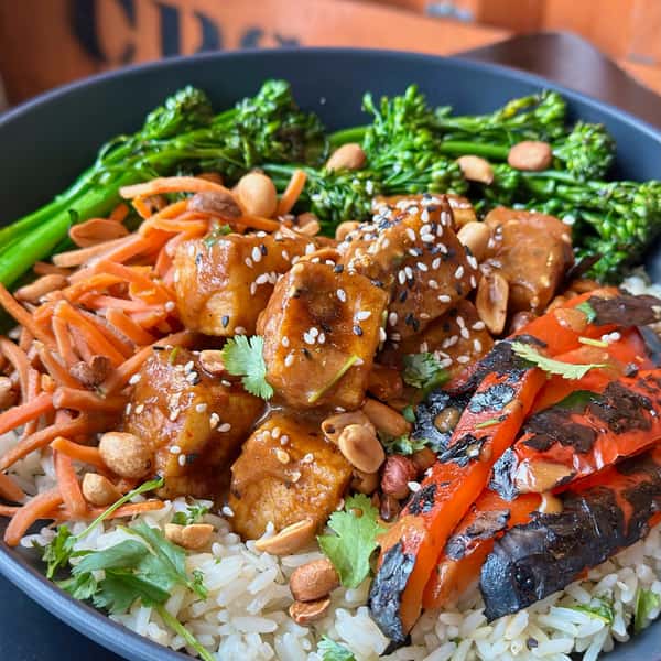 Black Garlic Peanut Tofu Bowl