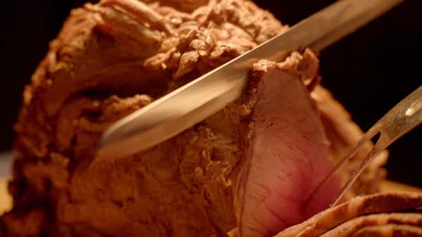 Close up picture of the Willows roast being carved