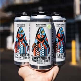 Beer brewed with salmon-safe hops from 5th generation Roy Farms