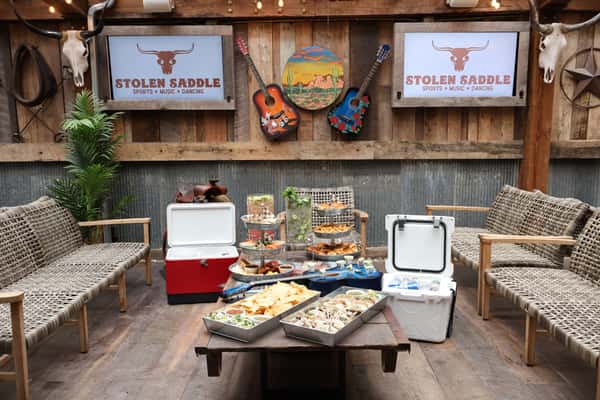 Middle Cabana, shown with food & drink from Cabana Menu