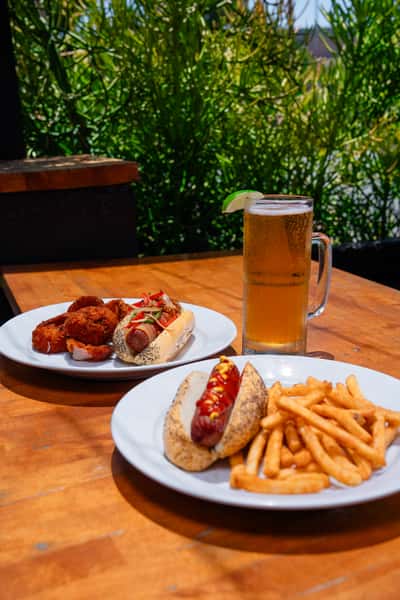 Hot dogs and beer