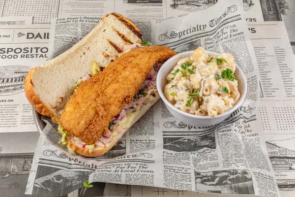 Fish Po'Boy And Pasta Salad