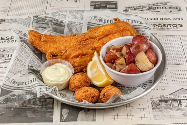 Fried Fish Basket With Roasted Red Potatoes