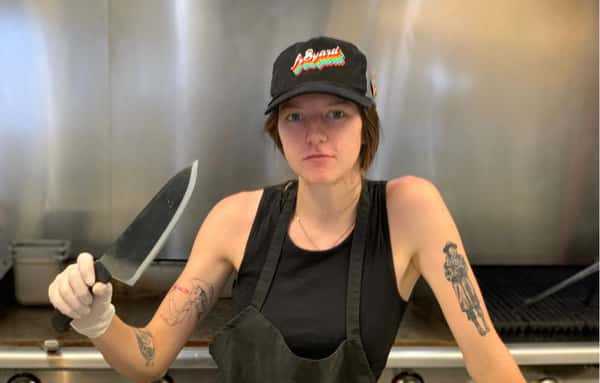 woman with kitchen knife