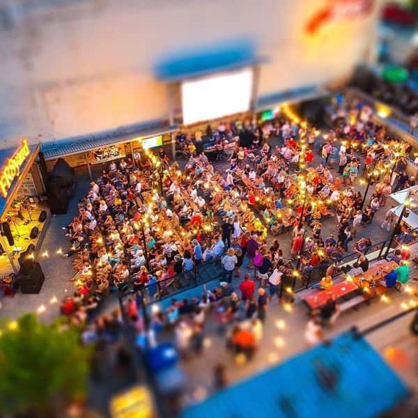 aerial view of party