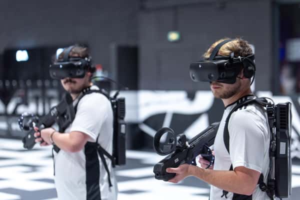Guests of Angel Island Durham enjoy a VR game together