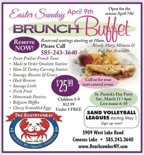 Easter Brunch Sunday, April 9th!