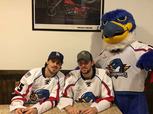 players and mascot