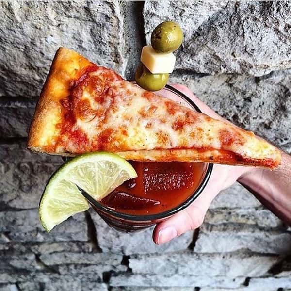 bloody mary with pizza garnish