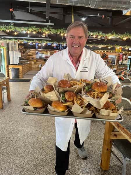 Primal Eats Scott Follett tray of burgers
