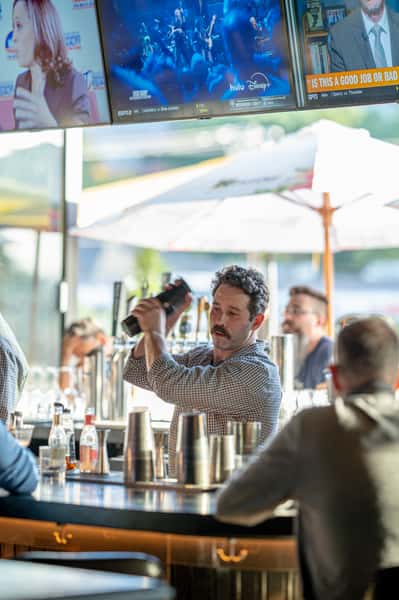 Bartender making drinks