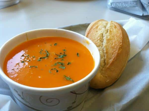 soup with a side of bread