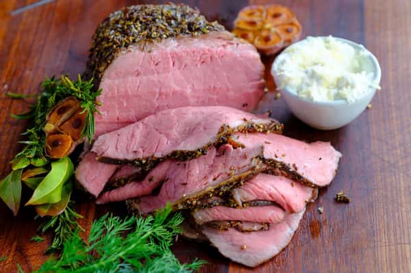 Carved Roast Beef and Chicken Dish