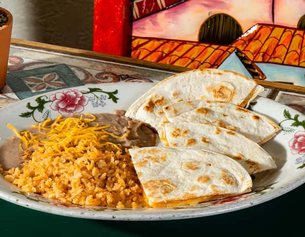 Delicious cheese quesadilla with rice