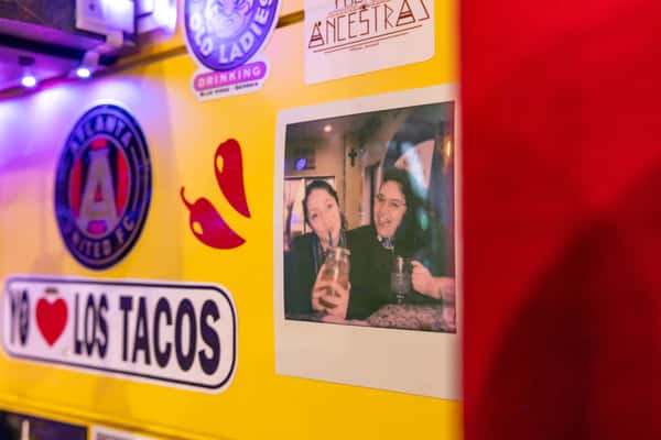 Interior detail shot of happy customers photograph