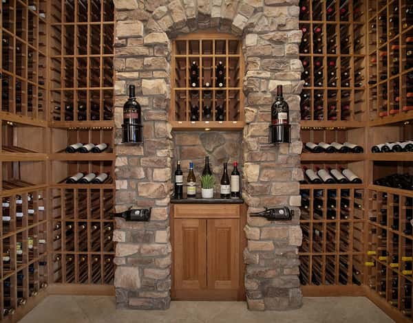 bottle of wines against wall