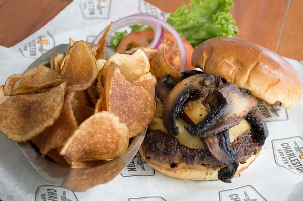 mushroom swiss burger