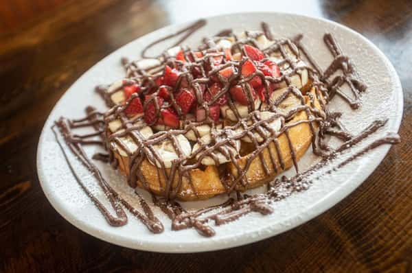 Strawberry Banana Nutella Belgian Waffle