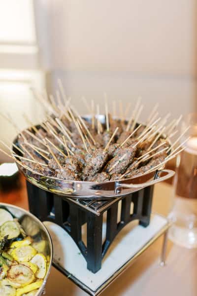 Catered food on display